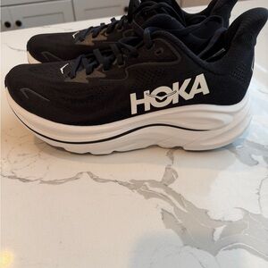 HOKA Black and White Running Shoes women new